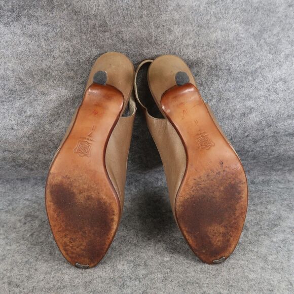 Bally Shoes Womens 7 Slingback Pump Peep Toe Heels Leather Fashion Classic Retro - Picture 13 of 16